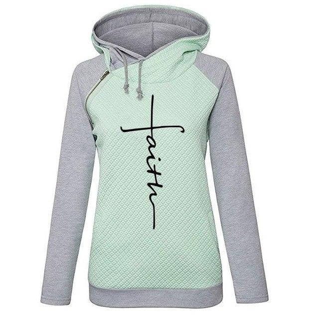 Fashion Long Sleeve Faith Print Hoodie