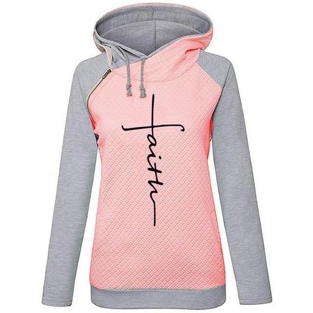 Fashion Long Sleeve Faith Print Hoodie