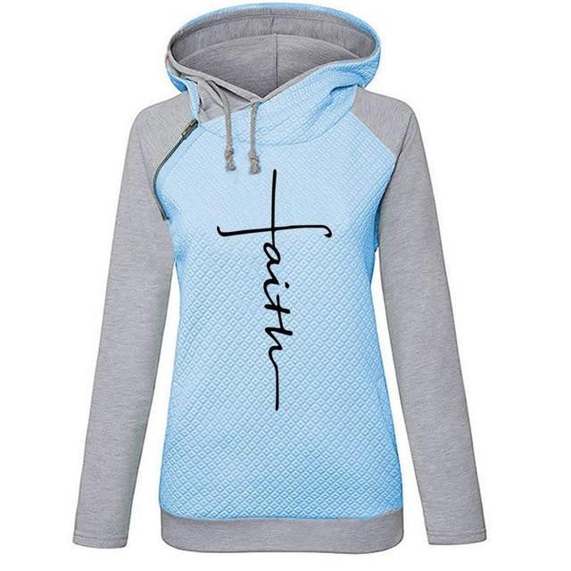 Fashion Long Sleeve Faith Print Hoodie