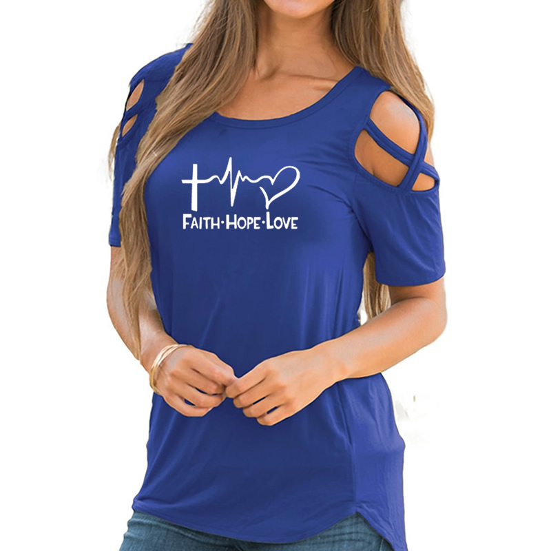 Faith Hope Love Strappy Cold Shoulder T-Shirt