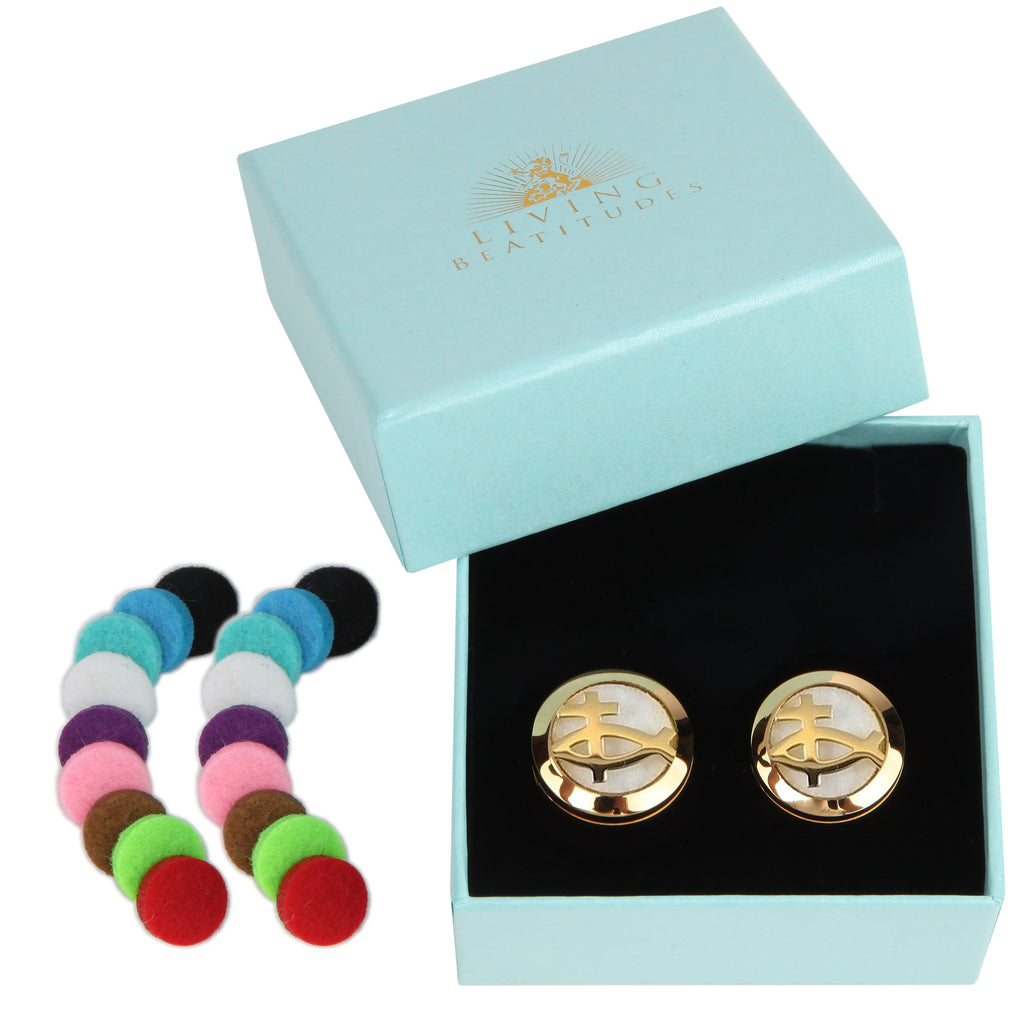 Aromatherapy Diffuser Stainless Steel Cufflink - Christian Jesus Fish