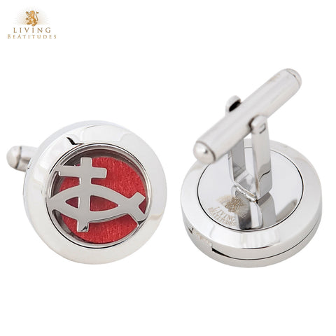 Aromatherapy Diffuser Stainless Steel Cufflink - Christian Jesus Fish