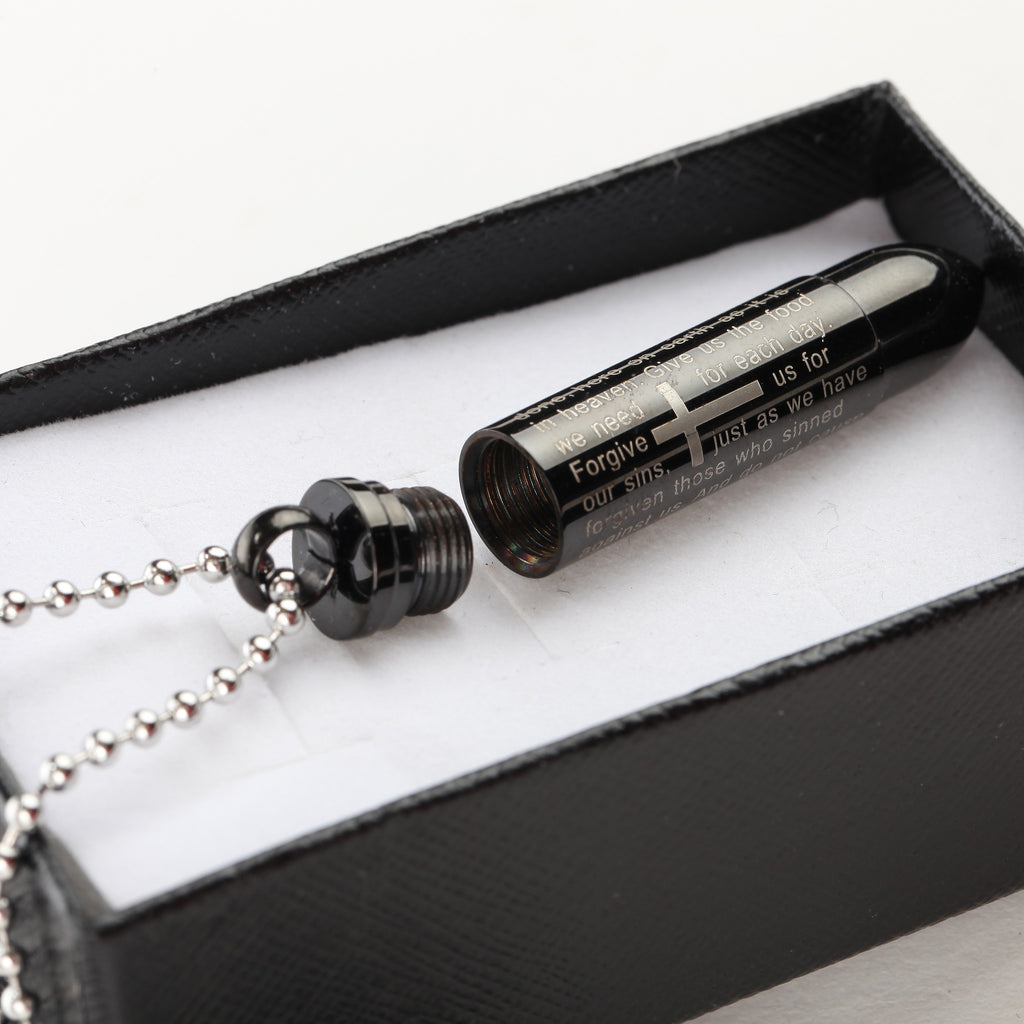 Aromatherapy Essential Oil Stainless Steel Titanium Pendant with the Lord's Prayer