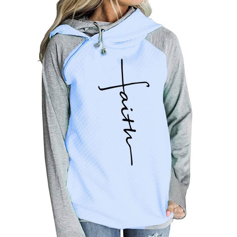 Fashion Long Sleeve Faith Print Hoodie