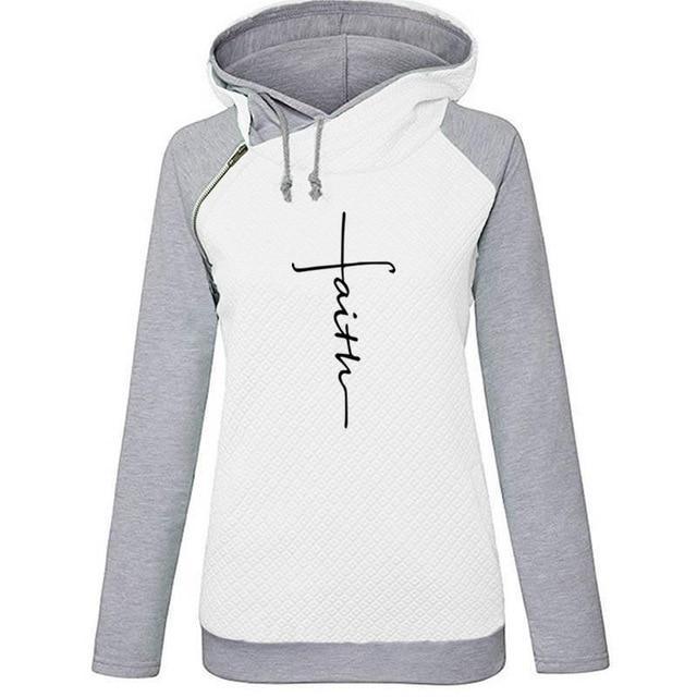 Fashion Long Sleeve Faith Print Hoodie